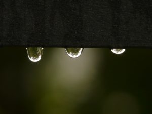 Picture of water drips as example of surface tension employed by Gutter Cover