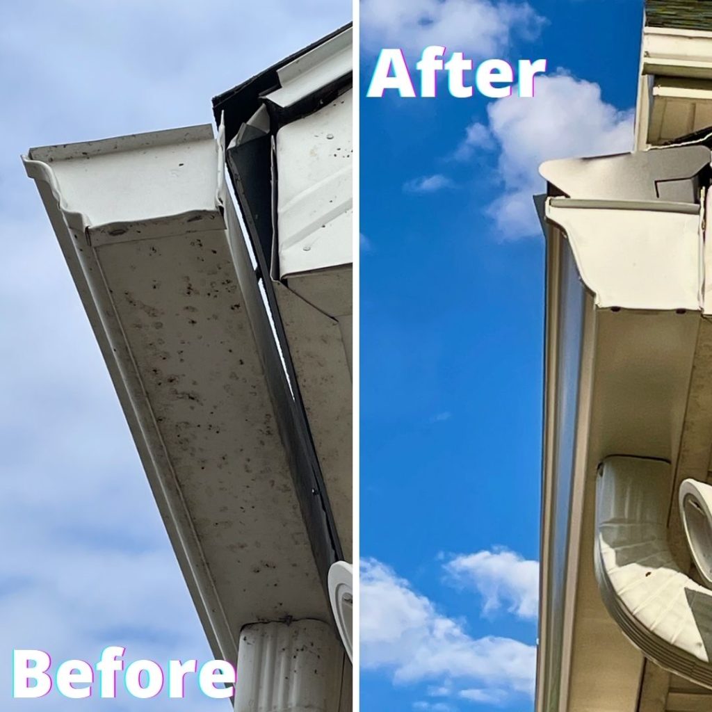 Before-photo-shows-a-gutter-pulling-away-from-the-home-after-installation-the-gutter-is-attached-firmly-to-the-home-the-gutter-guard-is-not-too-heavy-it-is-strengthening-the-guttering-system